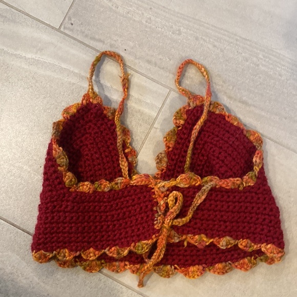 Cute boho hand crocheted red & orange crop top (size small) ✨ - Picture 3 of 5